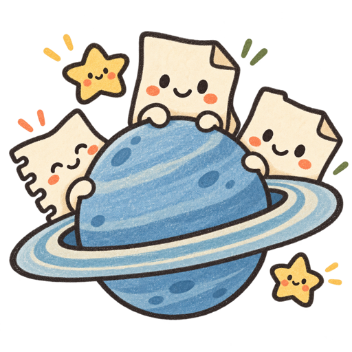 Three smiling paper friends gathered around a blue planet
