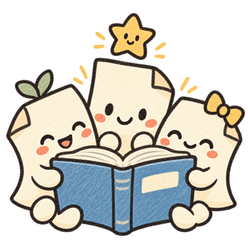 Three paper friends reading together